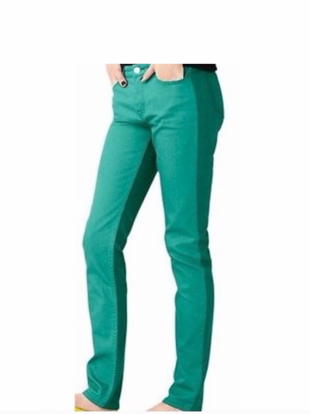 Kate Spade Two-Tone Teal Skinny Jeans Size 25 Inseam 31 Color Block Retails $120